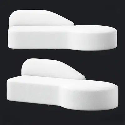 Organic Form White Upholstered Modular Sofa 3d model