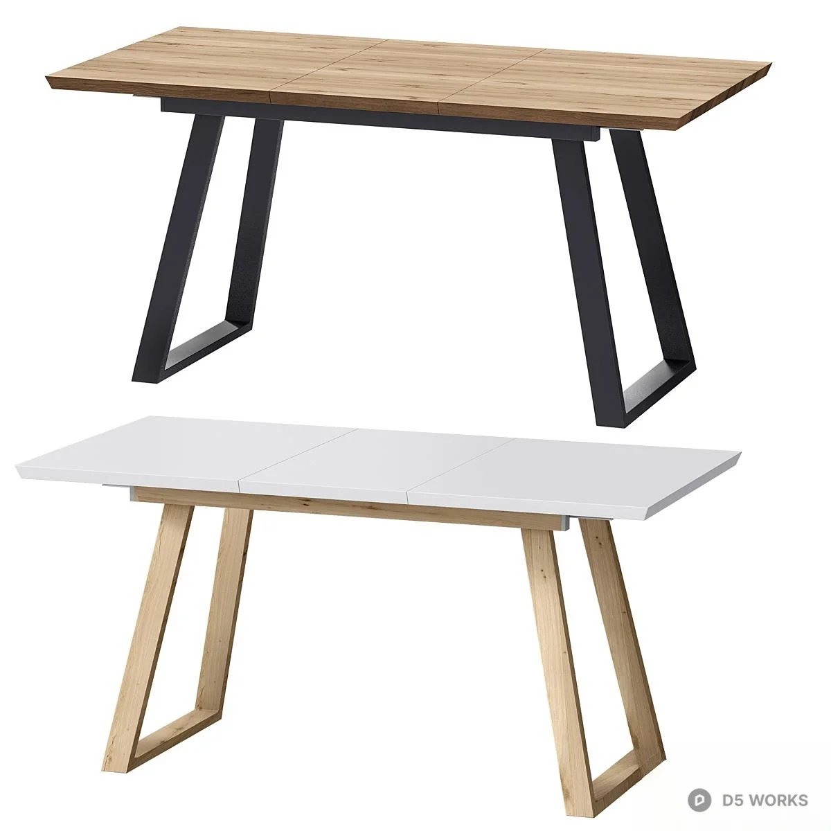 Minimalist Wood Top Dining Table With Metal And Wood Legs 3d model - Image 1