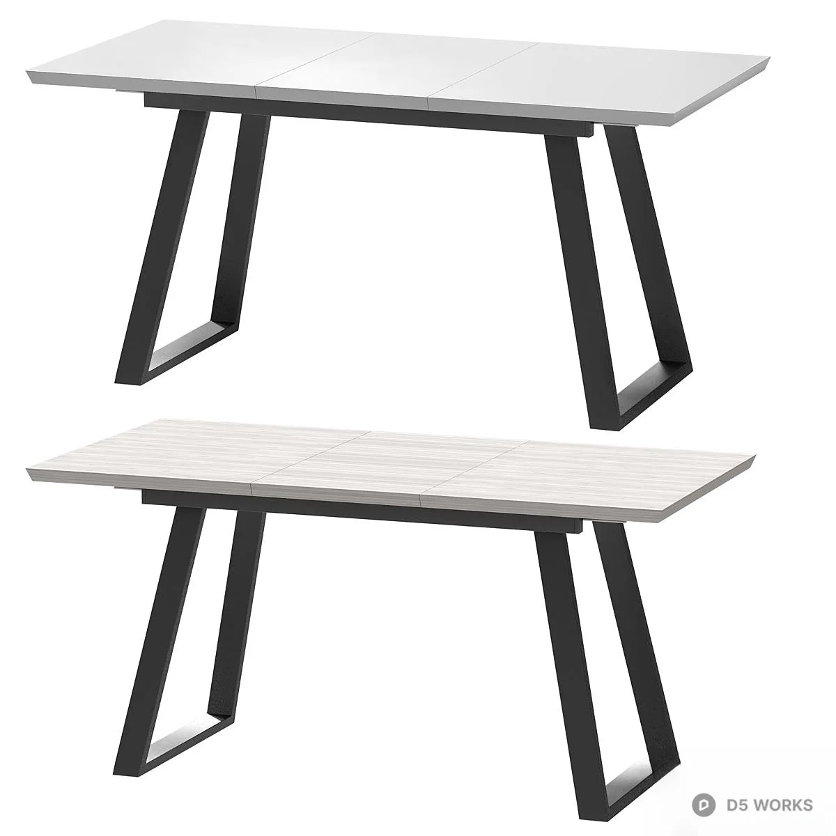 Minimalist Wood Top Dining Table With Metal And Wood Legs 3d model thumbnail 2
