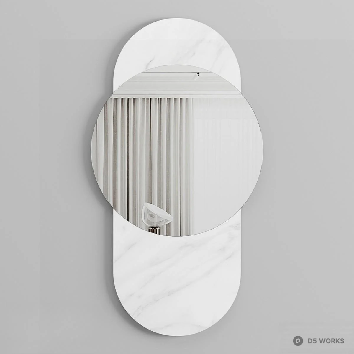 Marble Frame Oval Decorative Mirror 3d model - Image 1