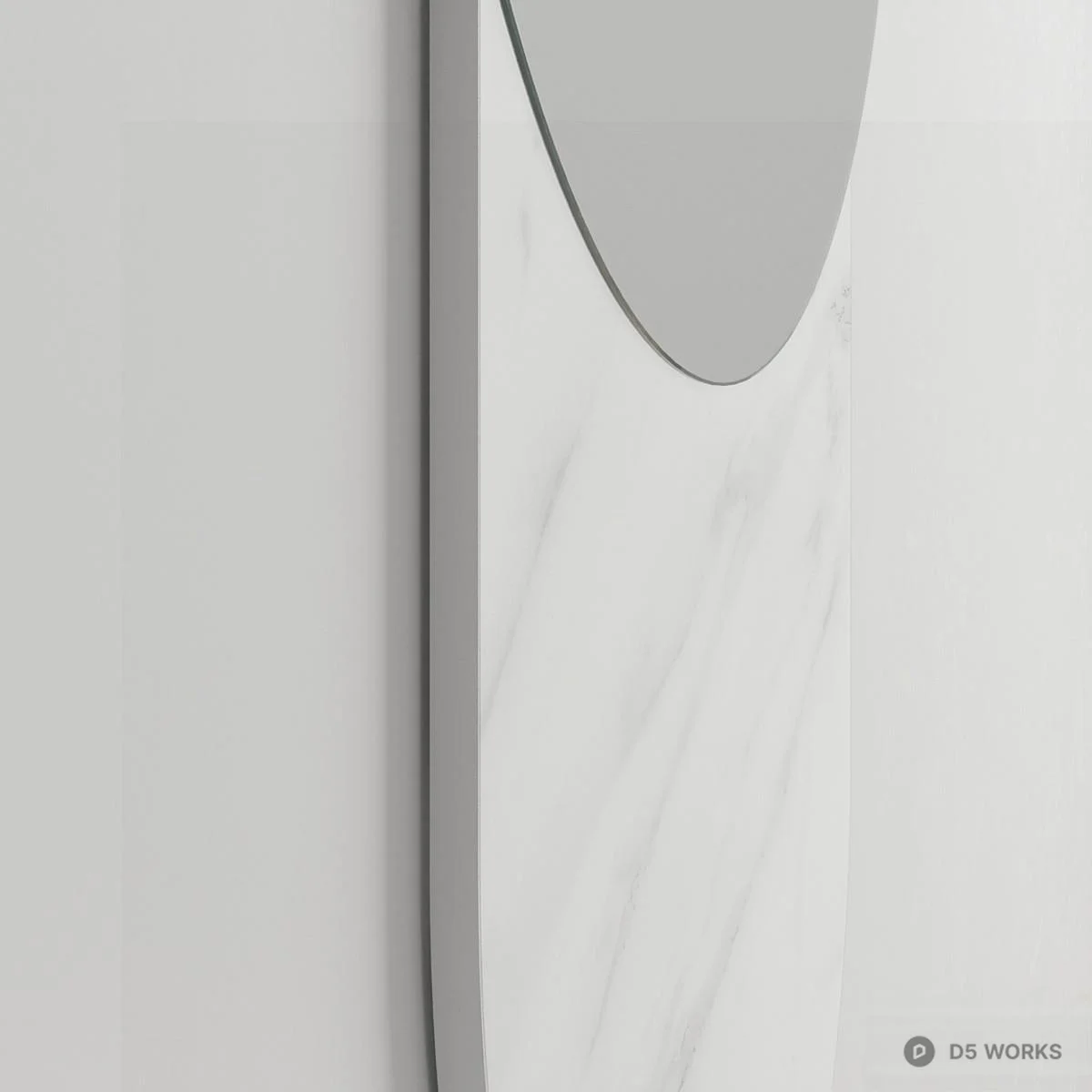Marble Frame Oval Decorative Mirror 3d model thumbnail 2