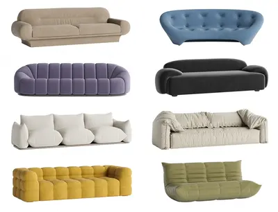 Modular Tufted Three Seater Sofa 3d model