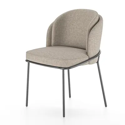 Upholstered Dining Chair With Metal Frame 3d model