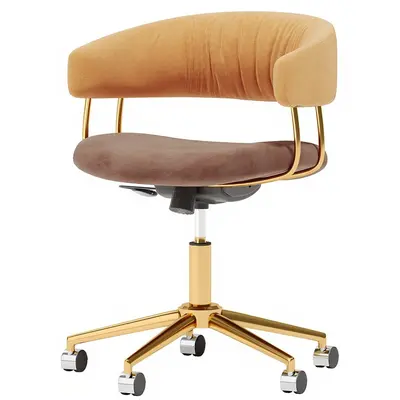 Velvet Upholstered Office Chair With Gold Metal Frame 3d model