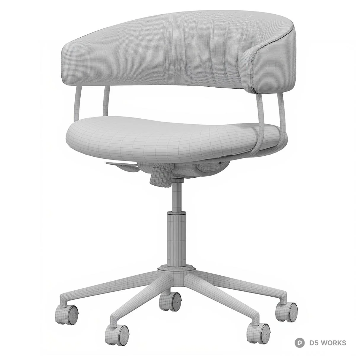 Velvet Upholstered Office Chair With Gold Metal Frame 3d model thumbnail 2