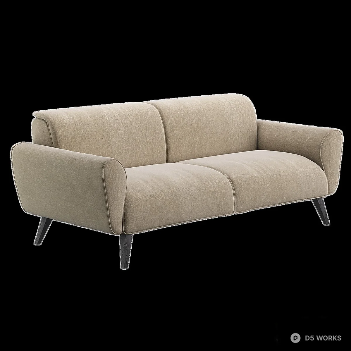 Mid Century Modern Three Seater Sofa 3d model - Image 1