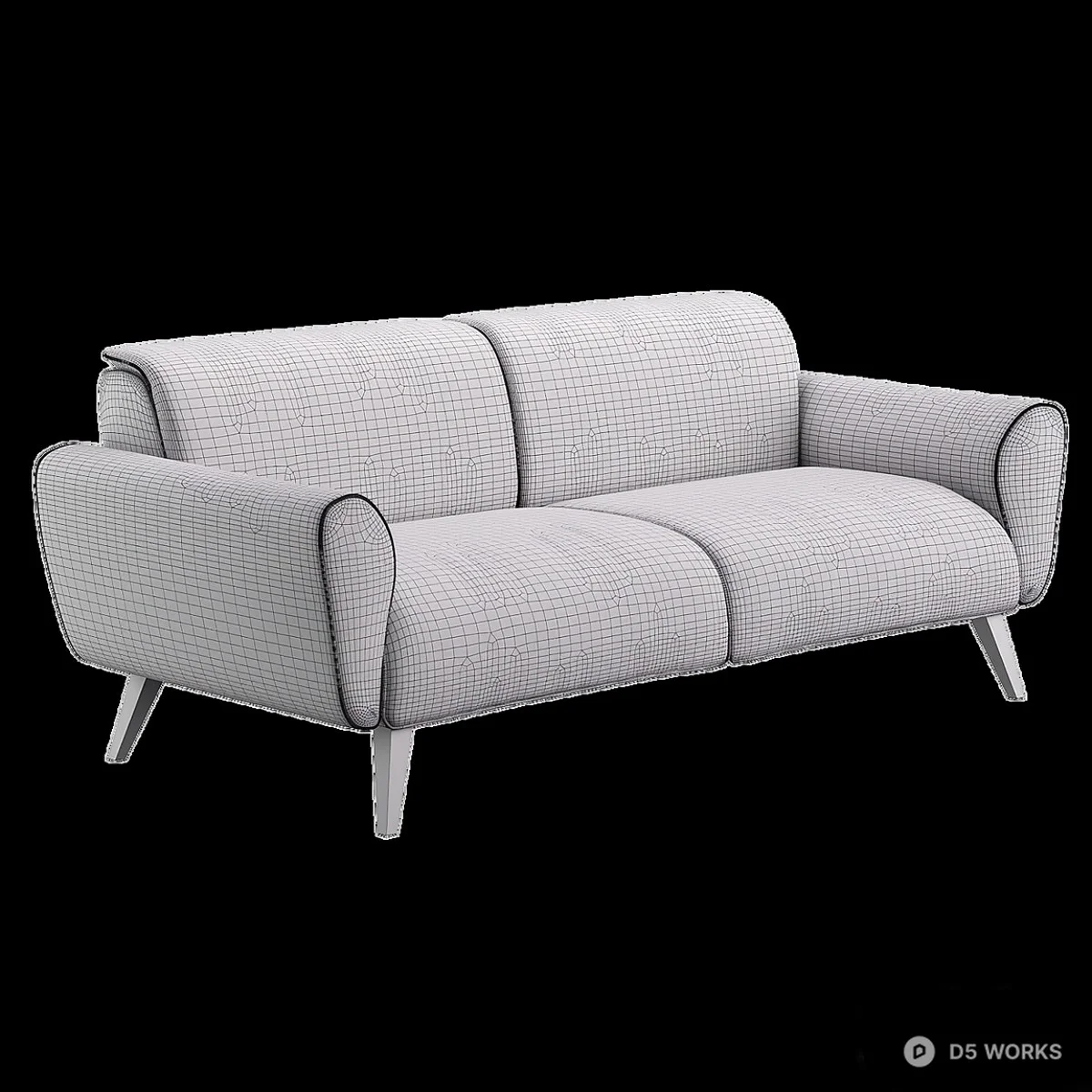Mid Century Modern Three Seater Sofa 3d model thumbnail 4