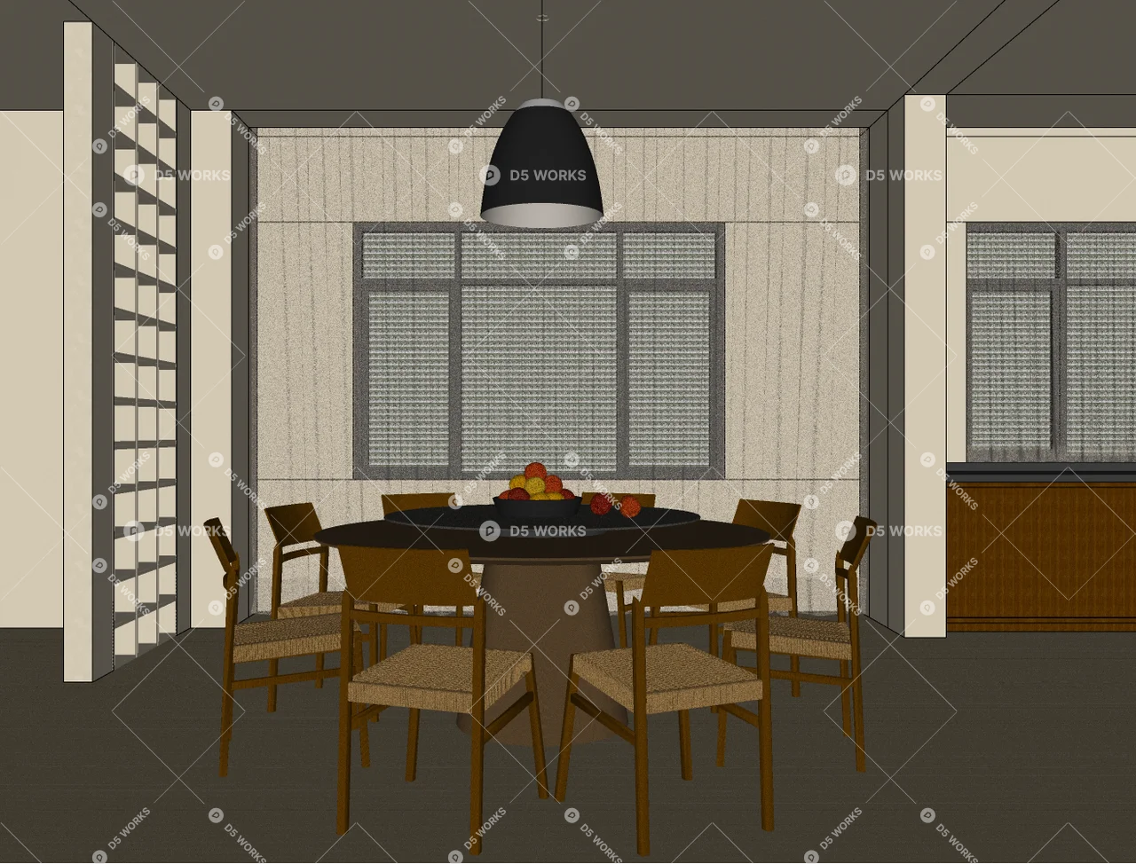 Modern Dining Room (Home) 3d model thumbnail 2