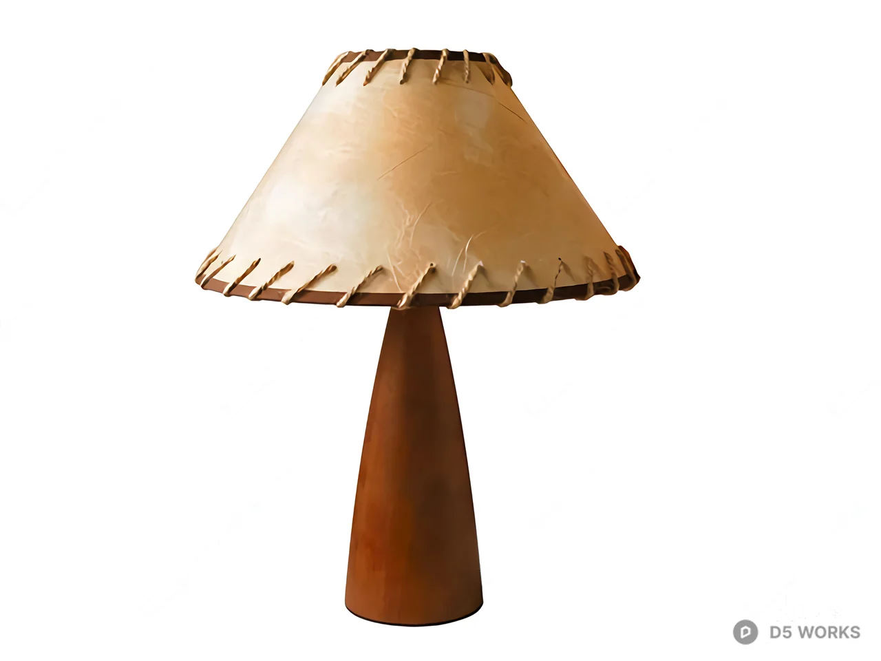 Rustic Leather Shade Table Lamp 3d model - Image 1