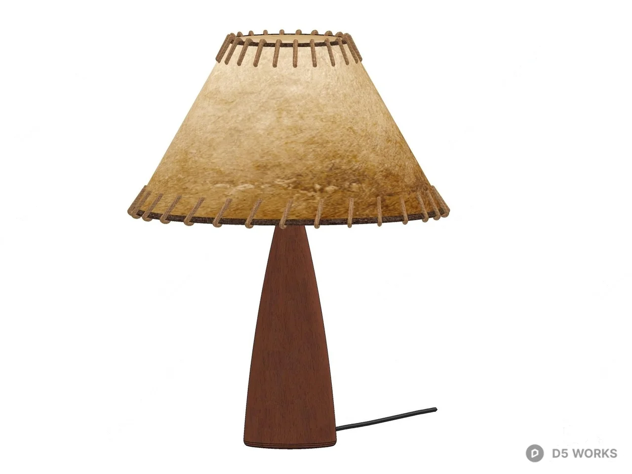 Rustic Leather Shade Table Lamp 3d model thumbnail 2