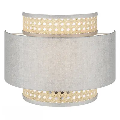 Woven Rattan And Linen Wall Lamp 3d model