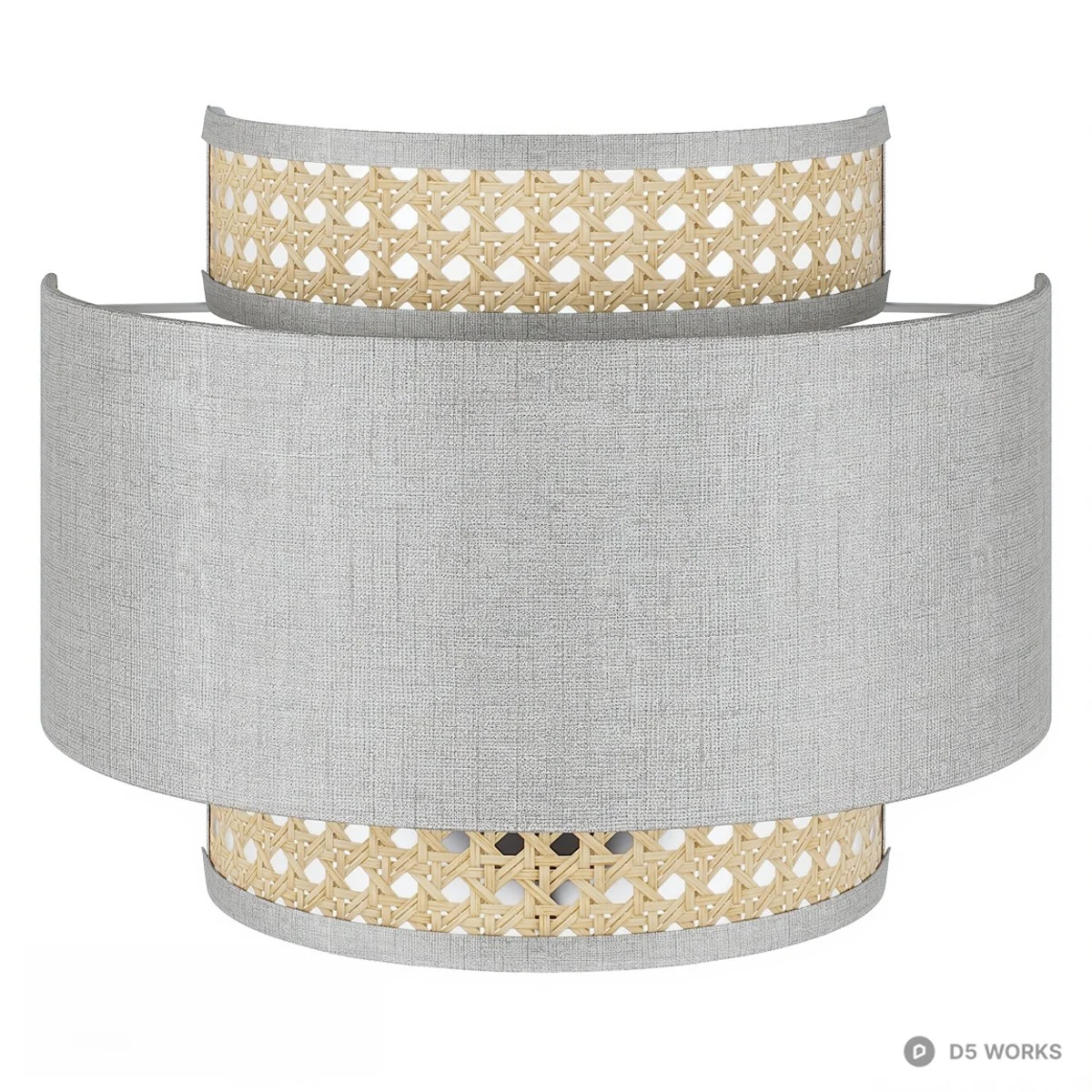 Woven Rattan And Linen Wall Lamp 3d model thumbnail 2
