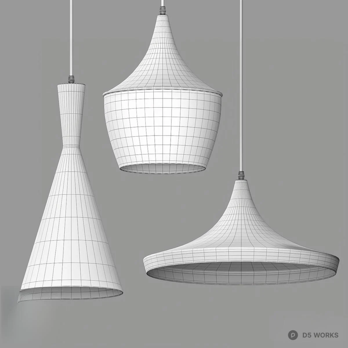 Modern Pendant Lamp With Copper Interior 3d model thumbnail 2