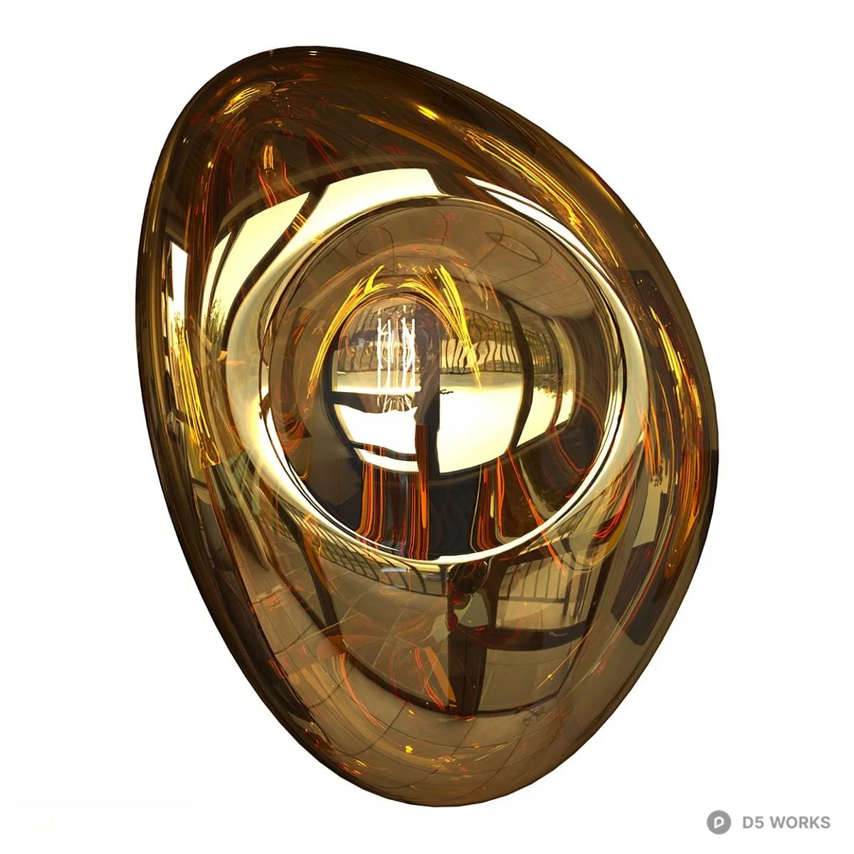 Metallic Oval Wall Sconce 3d model thumbnail 3