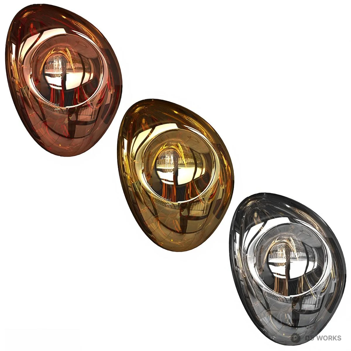 Metallic Oval Wall Sconce 3d model - Image 1