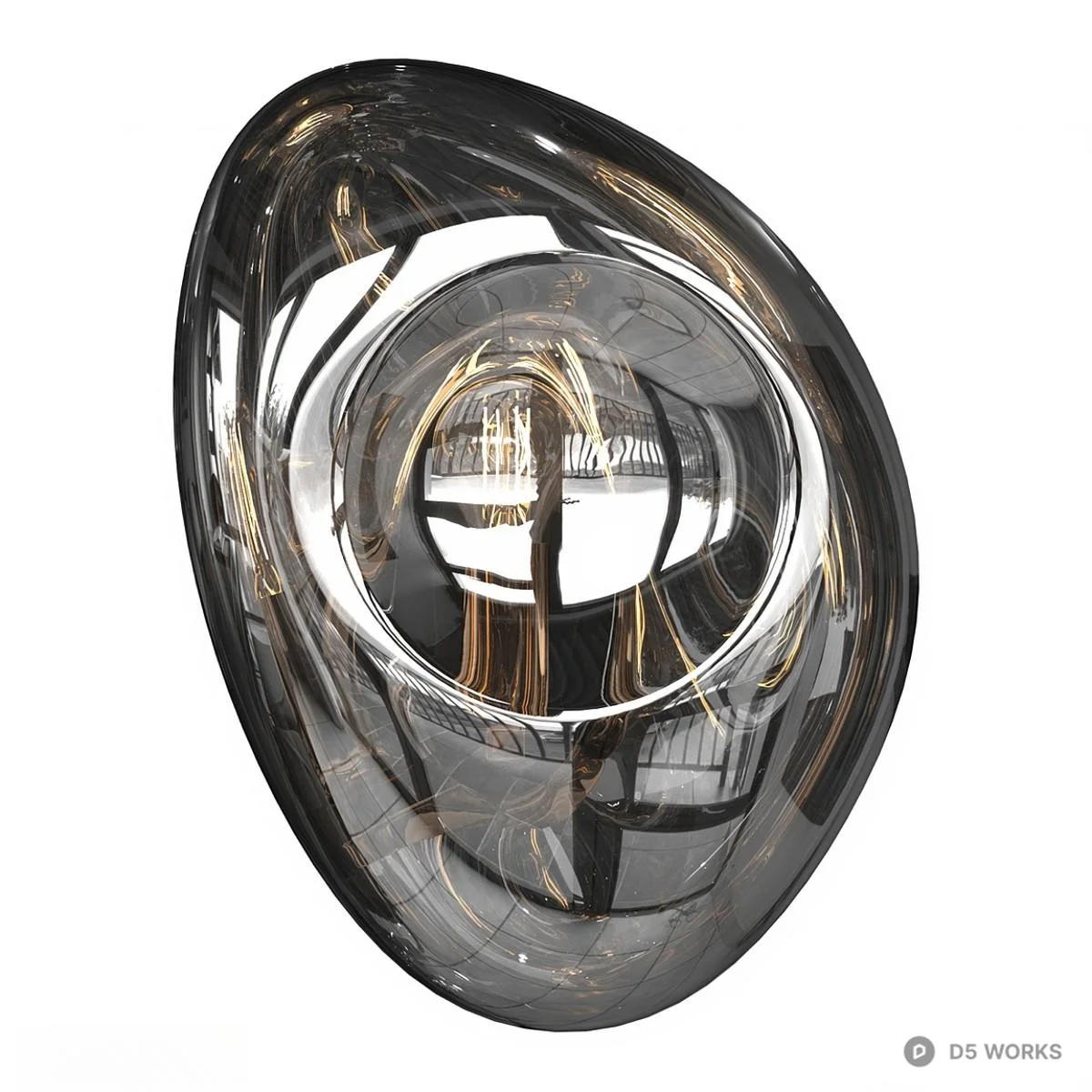 Metallic Oval Wall Sconce 3d model thumbnail 4