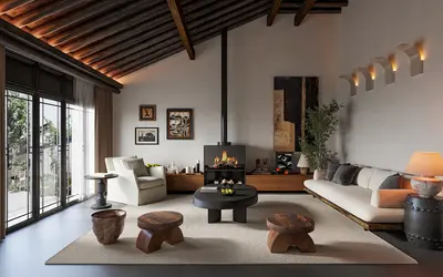 Retro Wabi-Sabi BnB Lobby