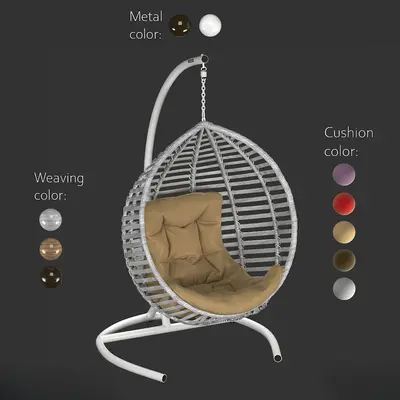 Woven Metal Hanging Chair With Cushion 3d model