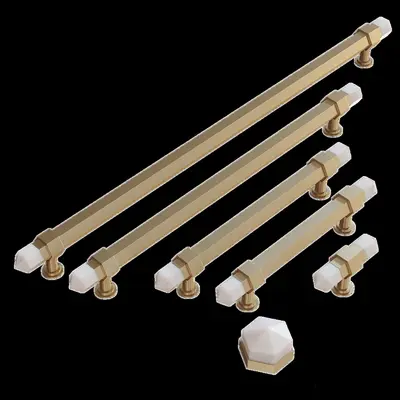 Brass And Marble Cabinet Pull Handles 3d model