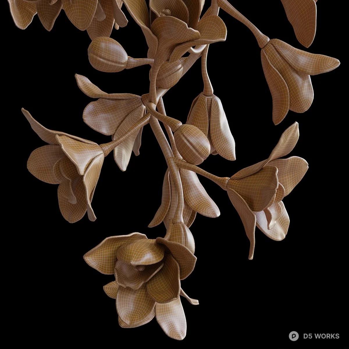 Orchid And Hummingbird Chandelier 3d model thumbnail 2