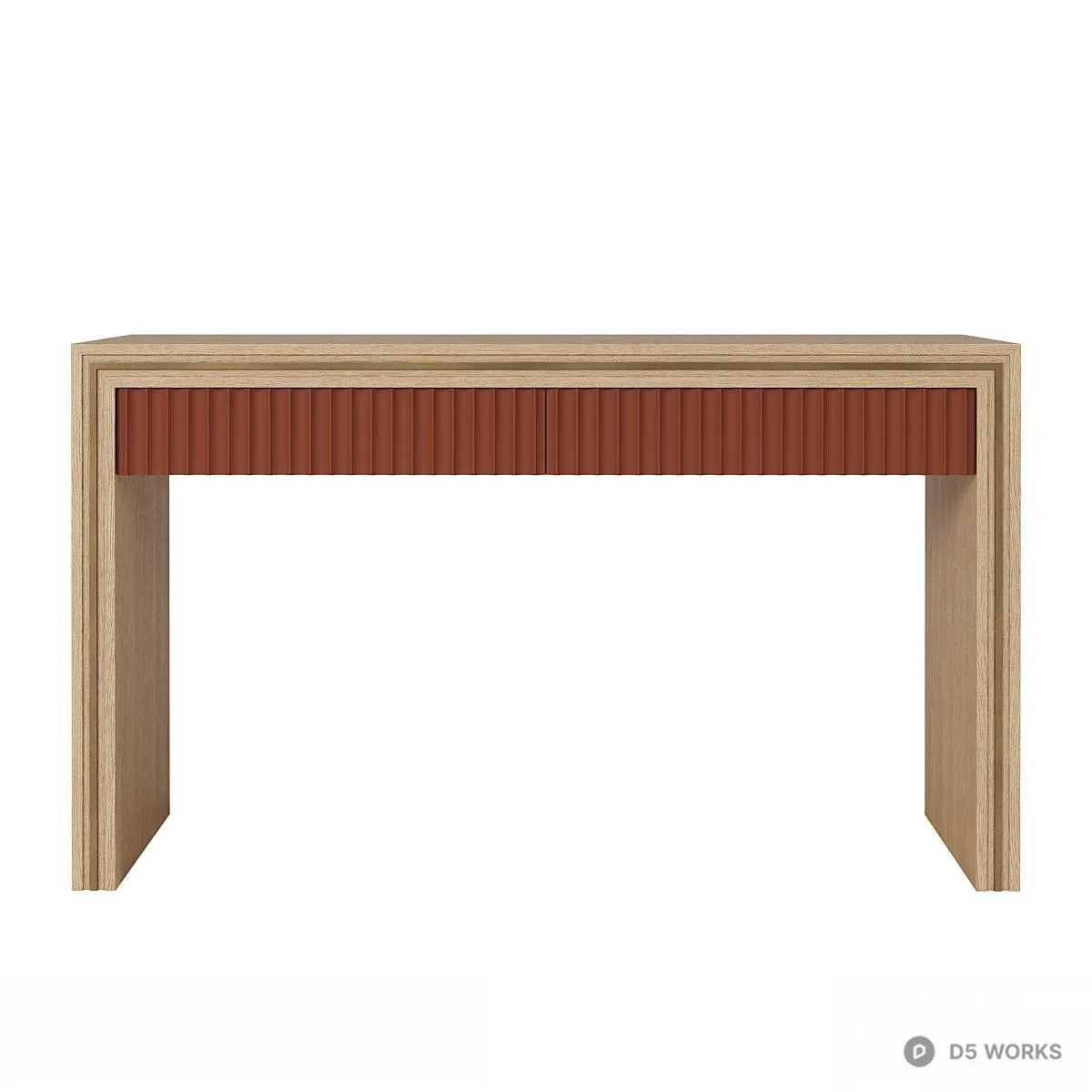 Ribbon Front Wood Desk 3d model thumbnail 2