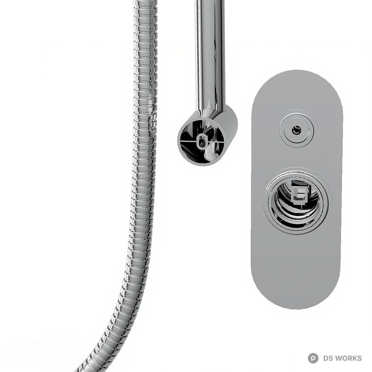 Chrome Rainfall Shower Set 3d model thumbnail 3