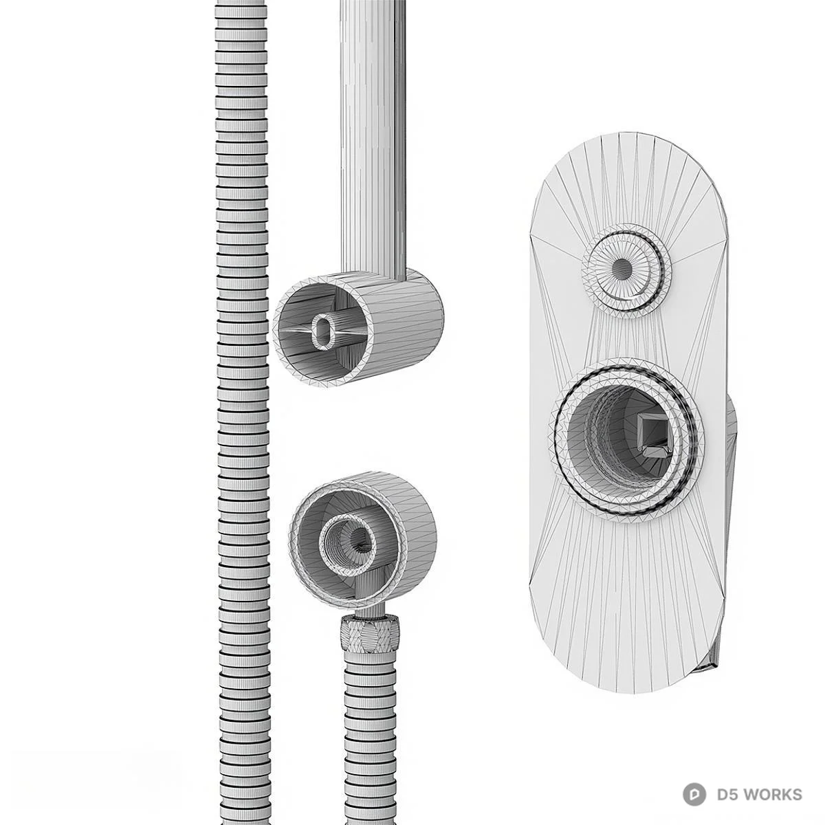 Chrome Rainfall Shower Set 3d model thumbnail 4