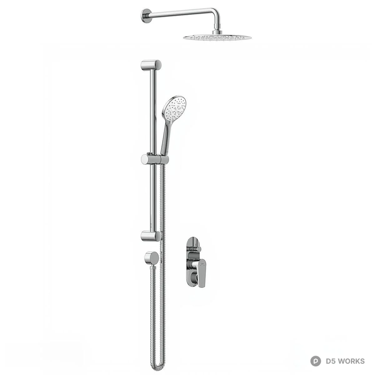 Chrome Rainfall Shower Set 3d model - Image 1
