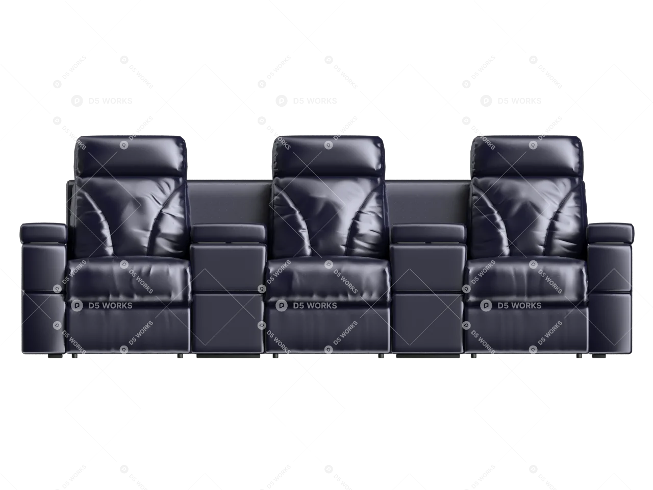 Leather Multi Seat Home Theater Sofa 3d model thumbnail 2