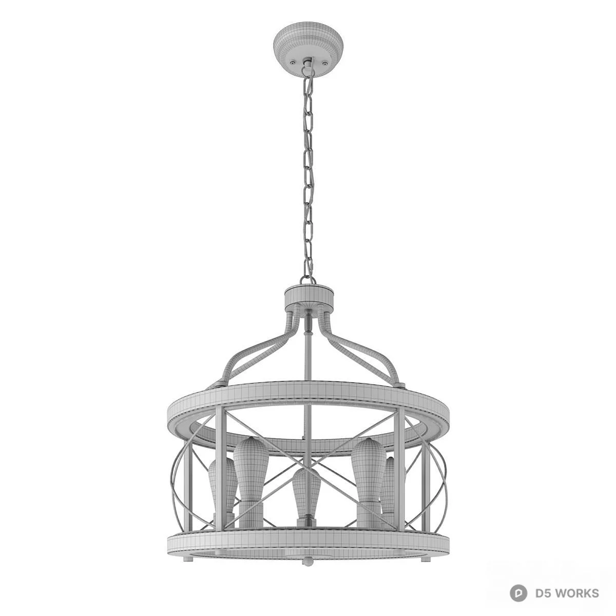 Rustic Industrial Cage Pendant Light 3d model thumbnail 2