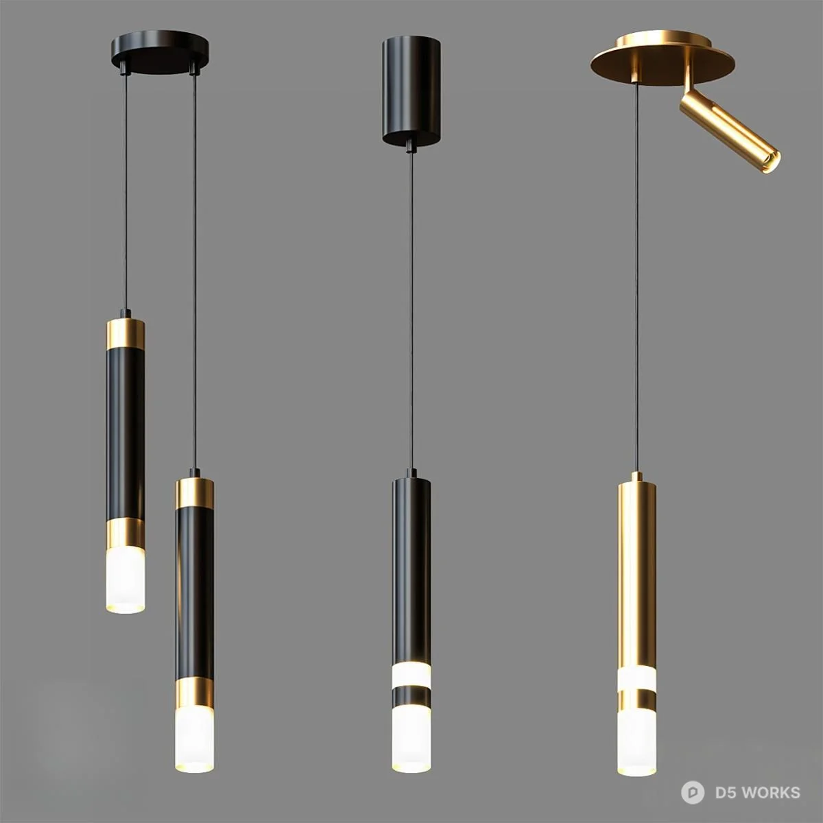 Modern Minimalist Pendant Light Set 3d model - Image 1