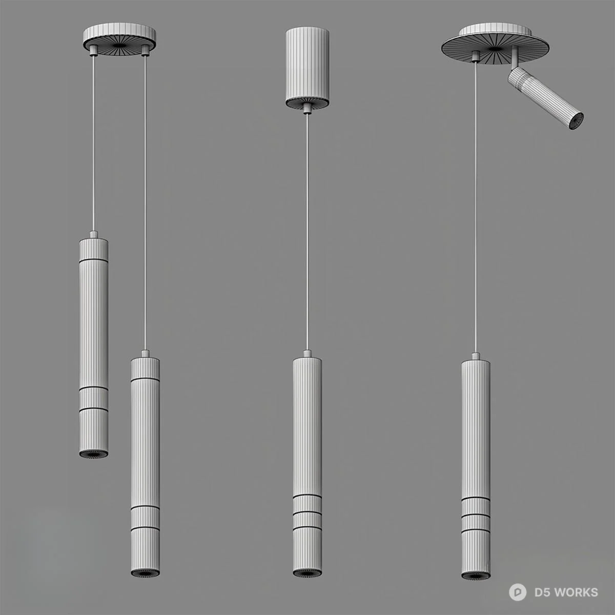Modern Minimalist Pendant Light Set 3d model thumbnail 2