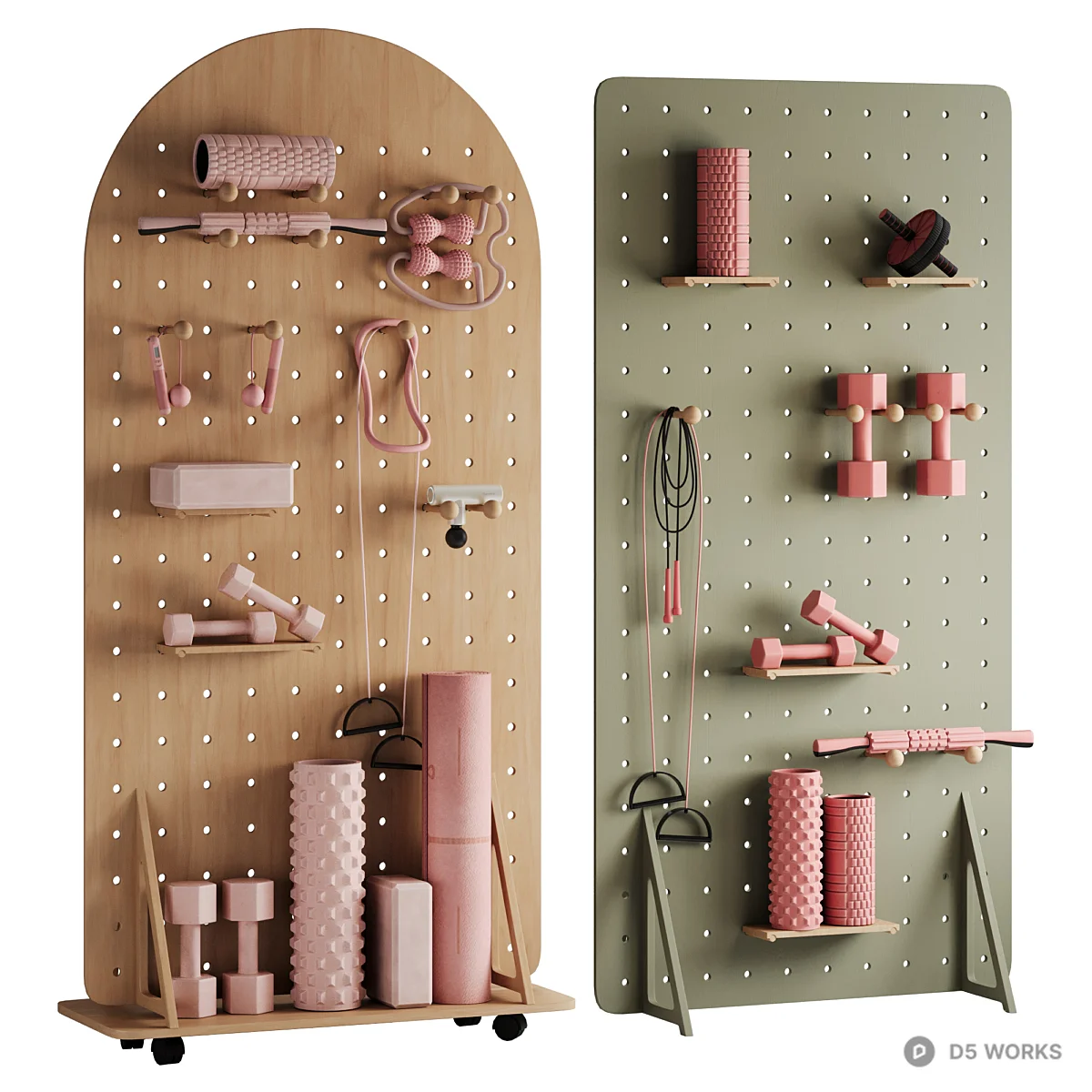 Minimalist Pegboard Fitness Equipment 3d model - Image 1