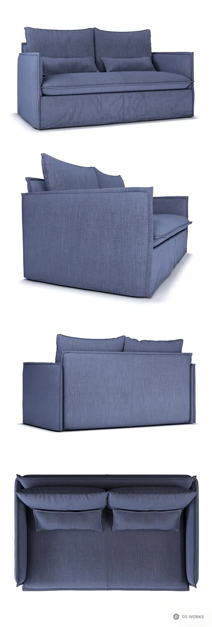 Textured Fabric Three Seater Sofa 3d model thumbnail 2