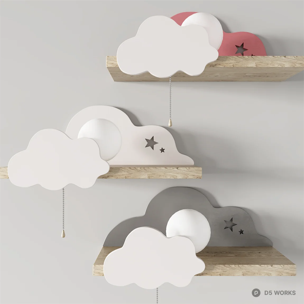 Cloud Shelf Wall Decor 3d model thumbnail 2