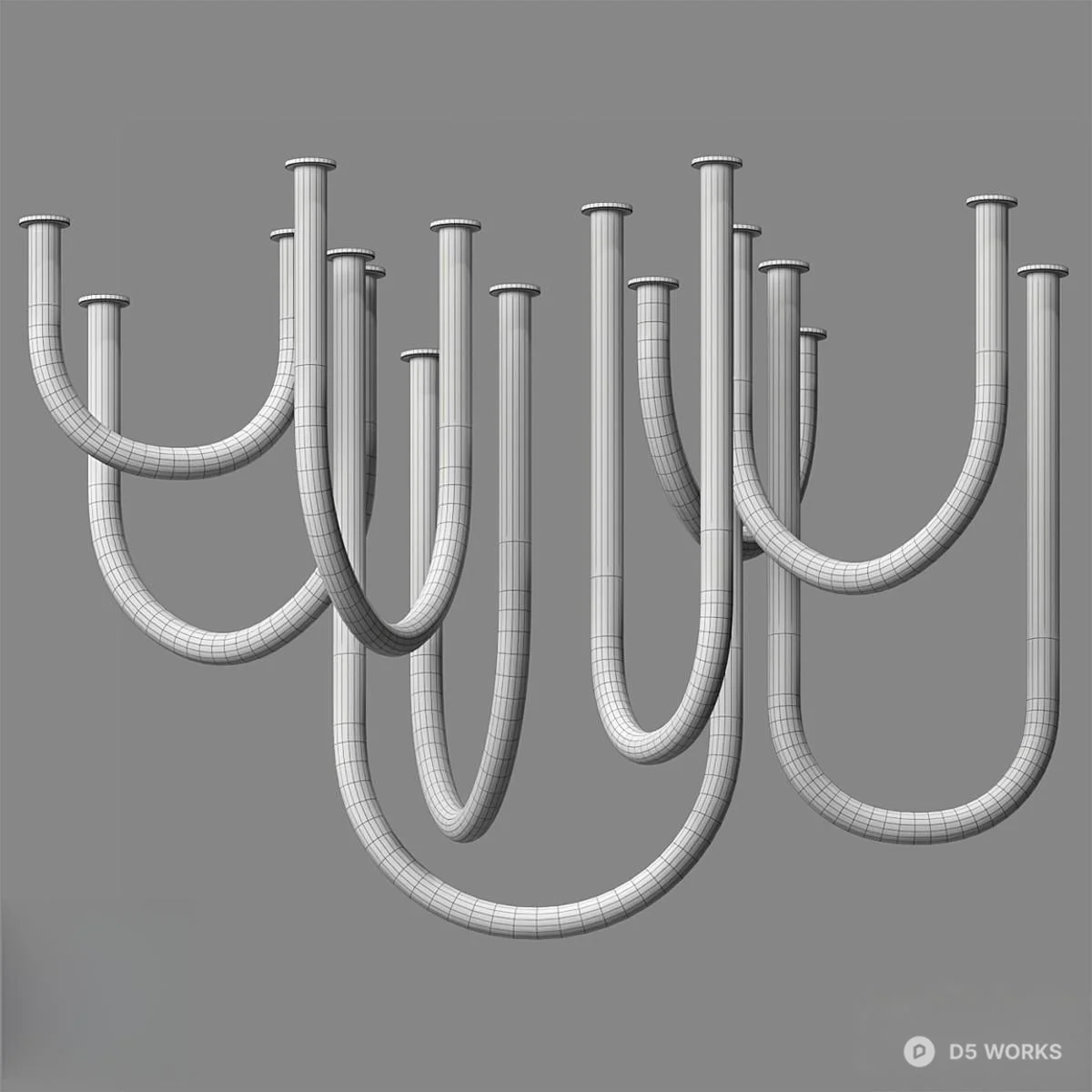 Modern U Shape Pendant Light 3d model thumbnail 2