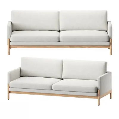 Minimalist Wooden Frame Three Seater Sofa 3d model