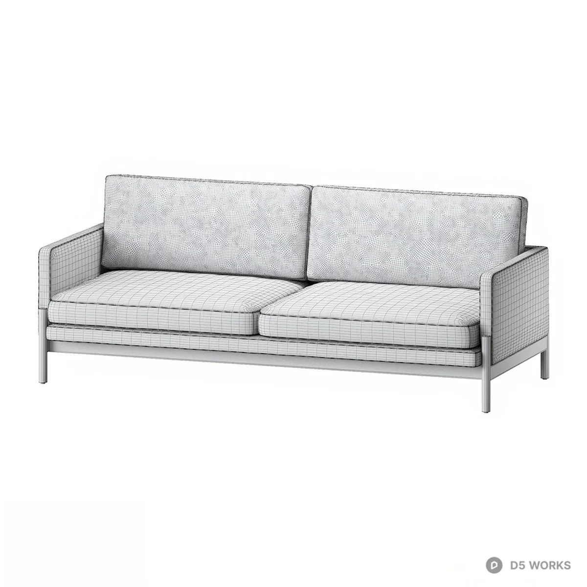 Minimalist Wooden Frame Three Seater Sofa 3d model thumbnail 2