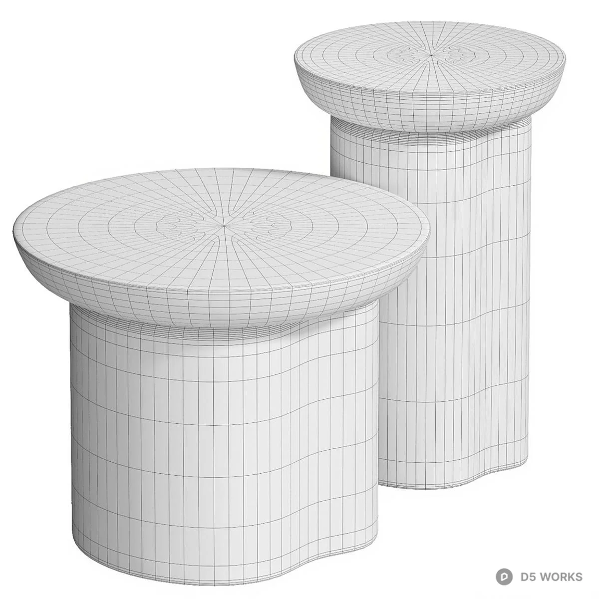 Minimalist Round Side Tables 3d model thumbnail 3