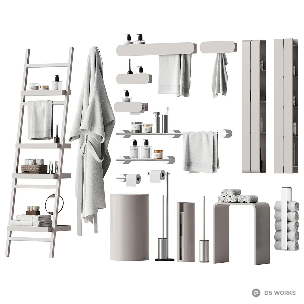 Minimalist Bathroom Accessories Set 3d model - Image 1