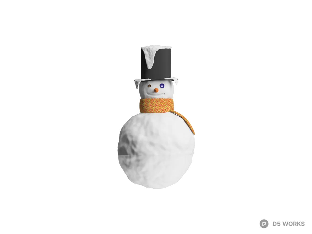 Snowman Figurine With Top Hat And Scarf 3d model thumbnail 2