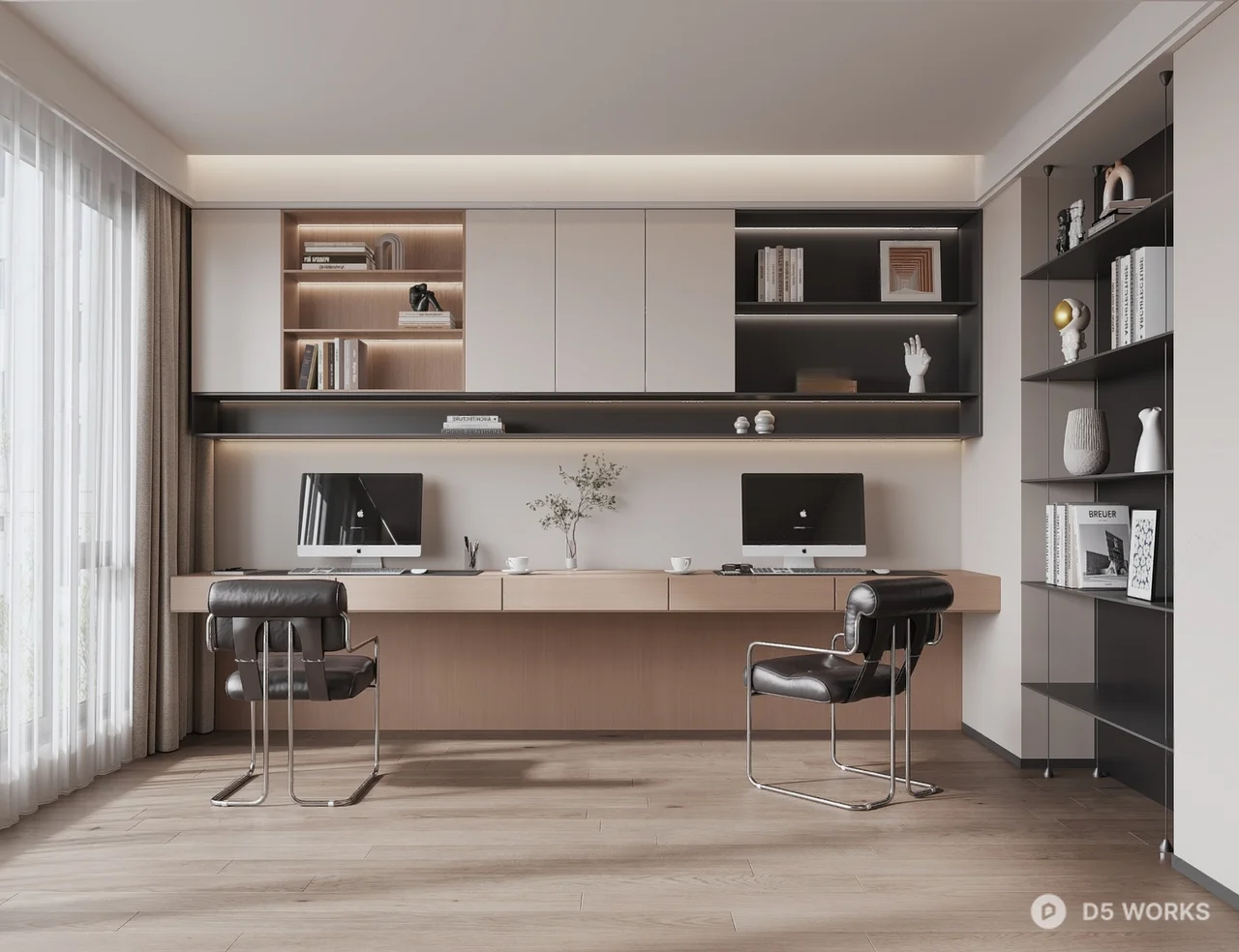 Modern Minimalist Home Study Room 3d model - Image 1