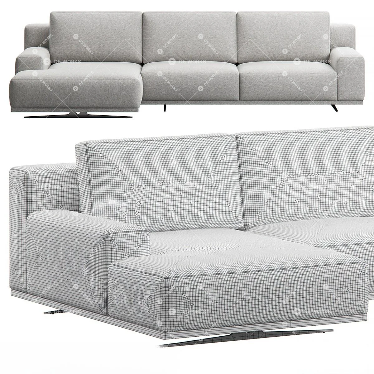 Multi-seater Sofa 3d model thumbnail 3
