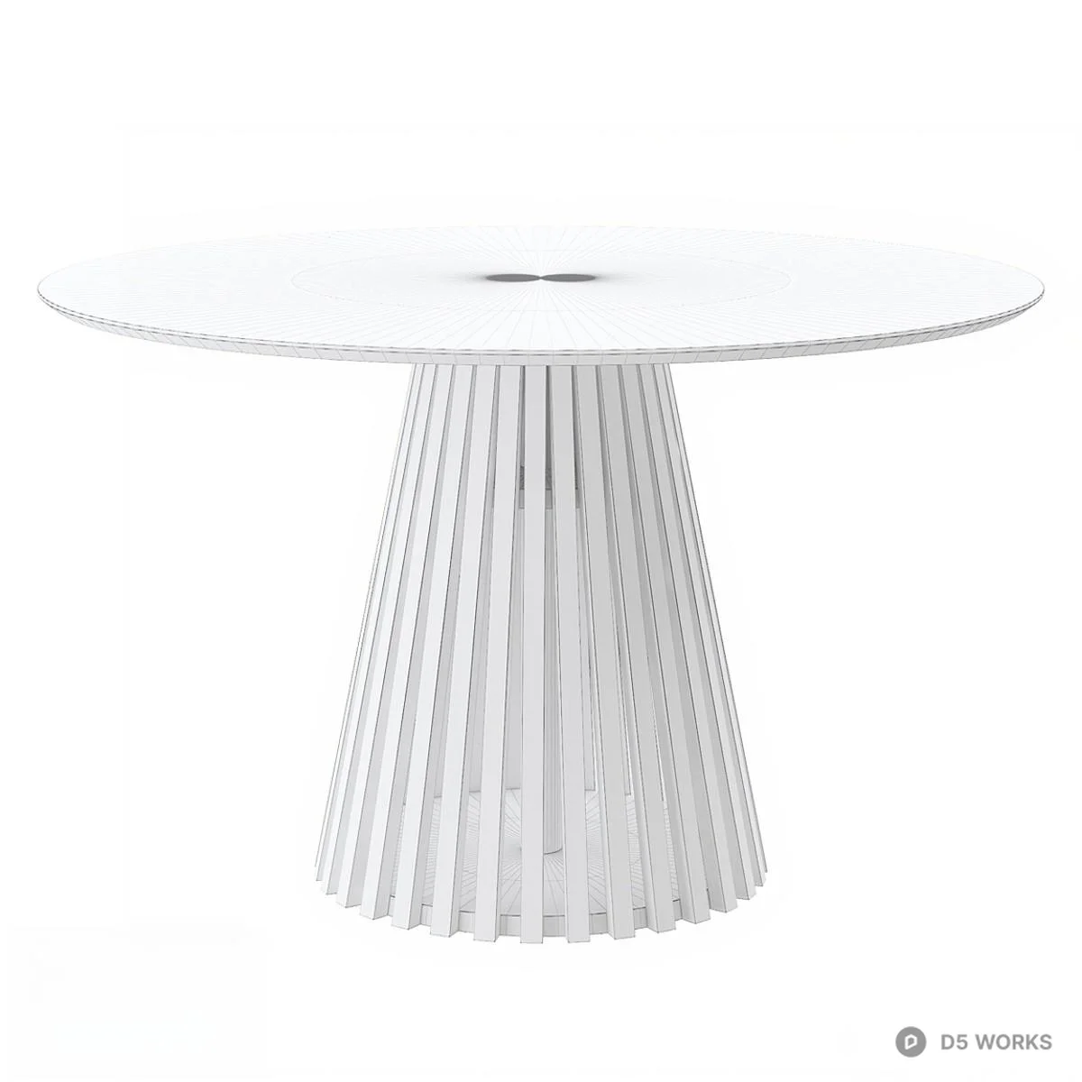 Slatted Base Wooden Dining Table 3d model thumbnail 2