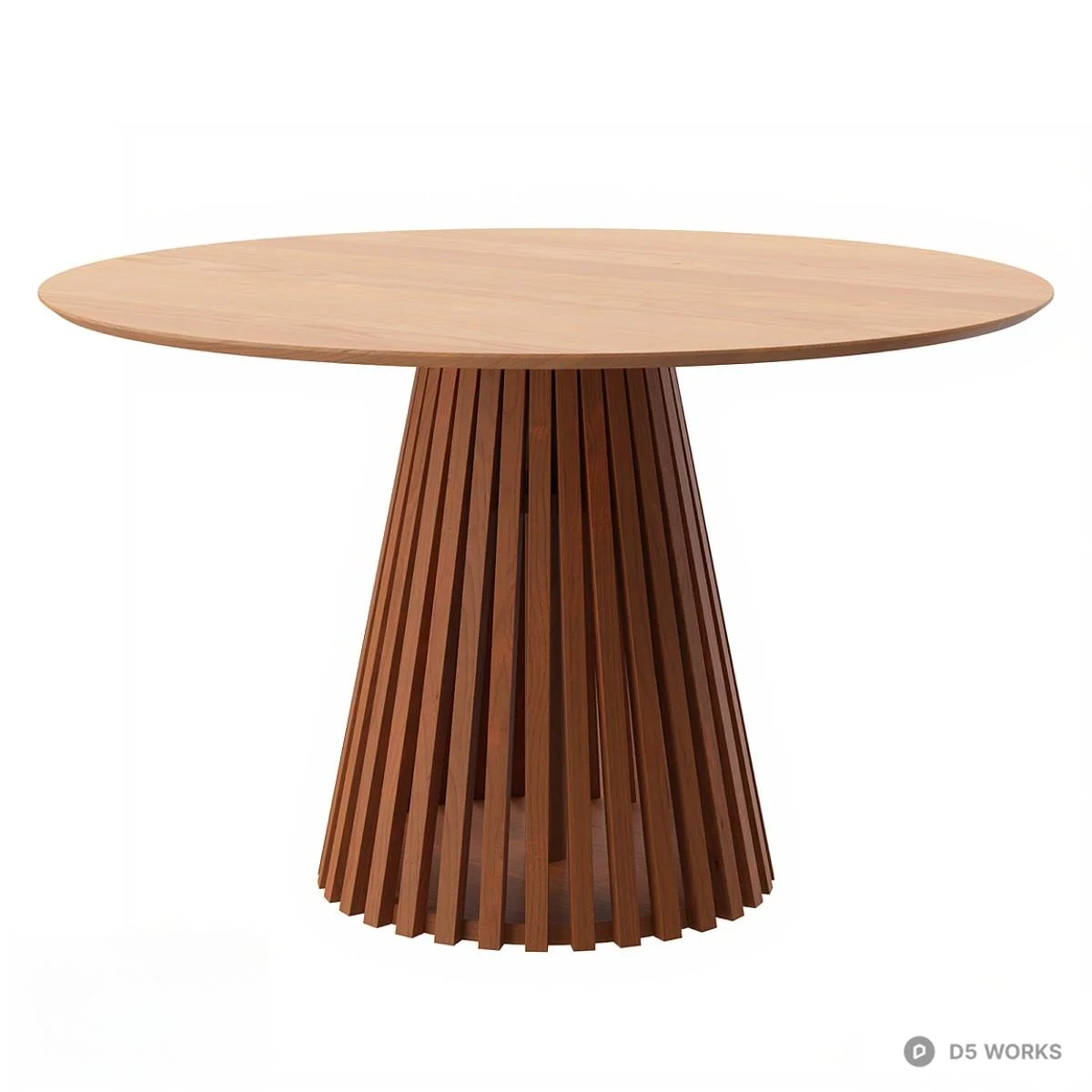 Slatted Base Wooden Dining Table 3d model - Image 1