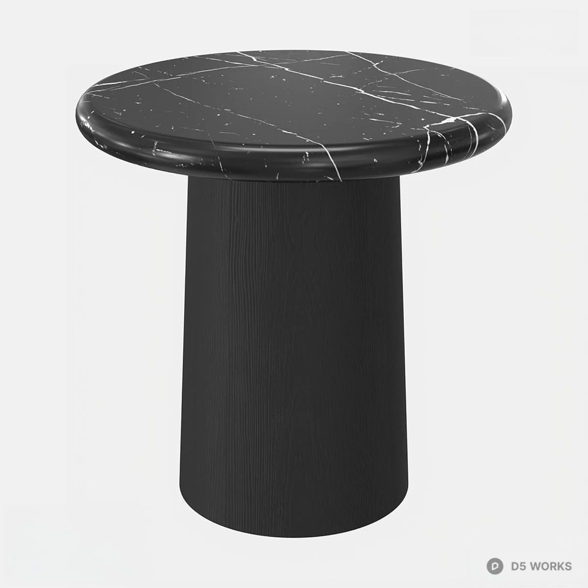Black Marble Top Pedestal Side Table 3d model - Image 1