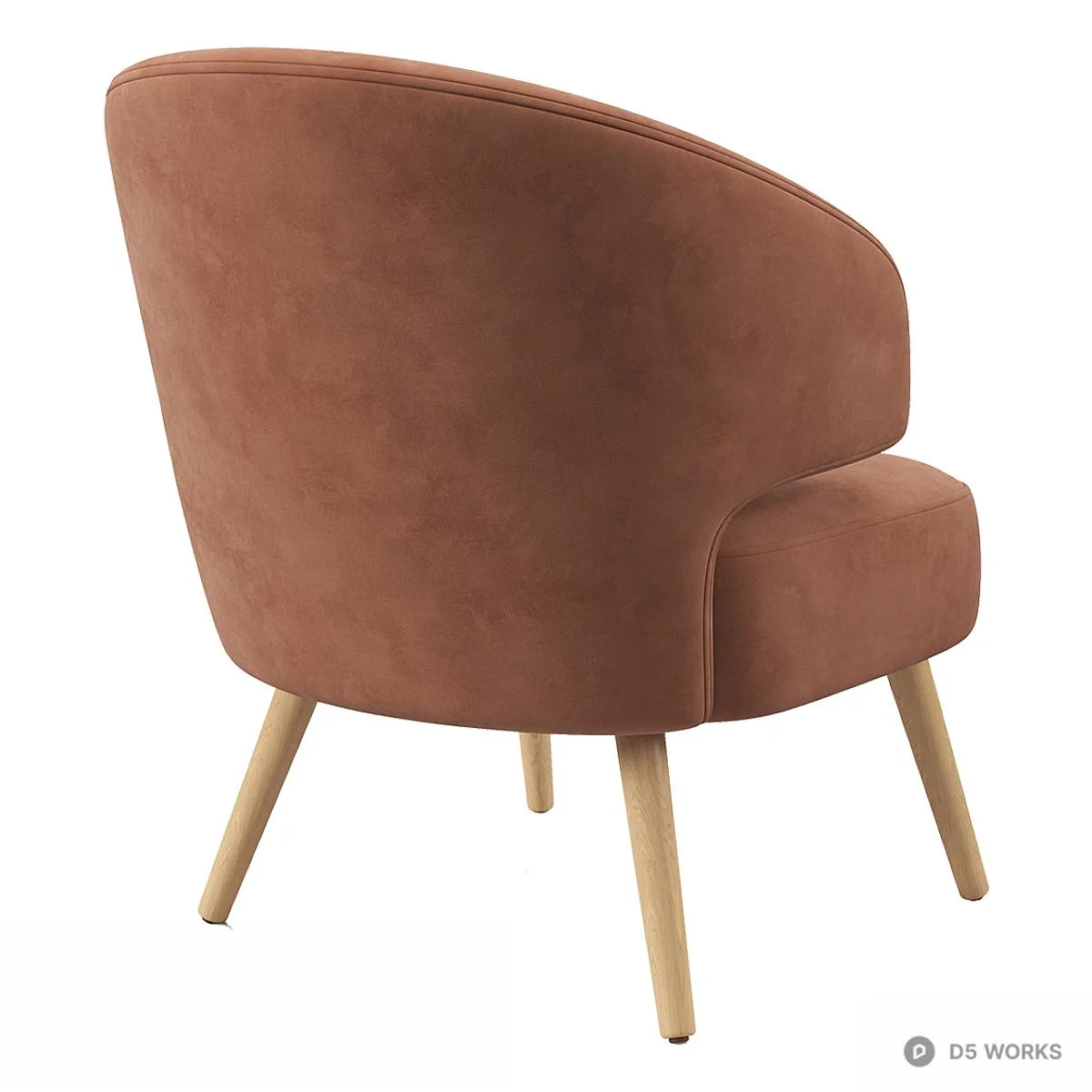 Mid-Century Modern Velvet Armchair 3d model thumbnail 2