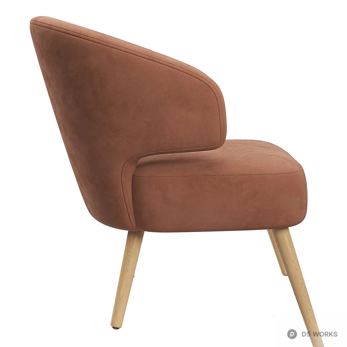 Mid-Century Modern Velvet Armchair 3d model thumbnail 3