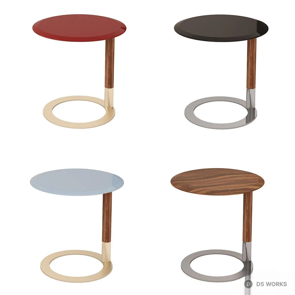 Minimalist Wood And Metal Side Table 3d model thumbnail 2