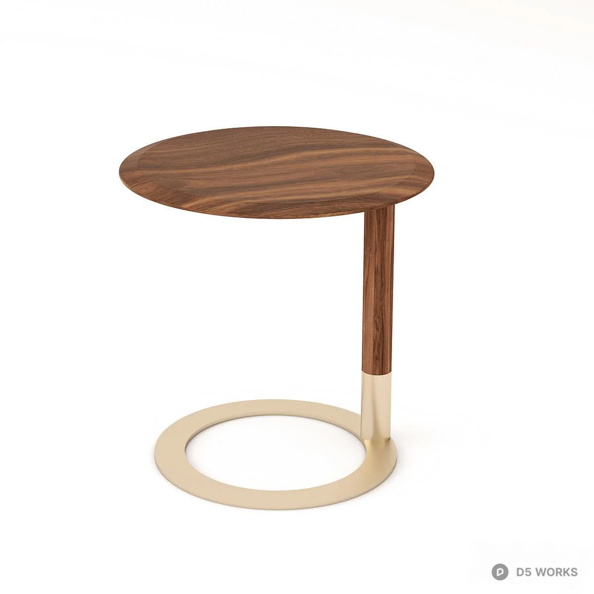 Minimalist Wood And Metal Side Table 3d model - Image 1